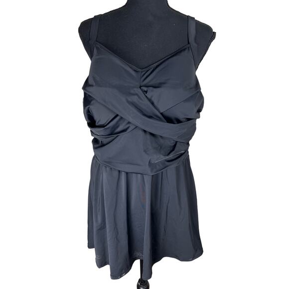 Denim & Co. Beach Sweetheart Neckline Swim Dress NWOT BLACK SIZE 18W - Picture 4 of 8